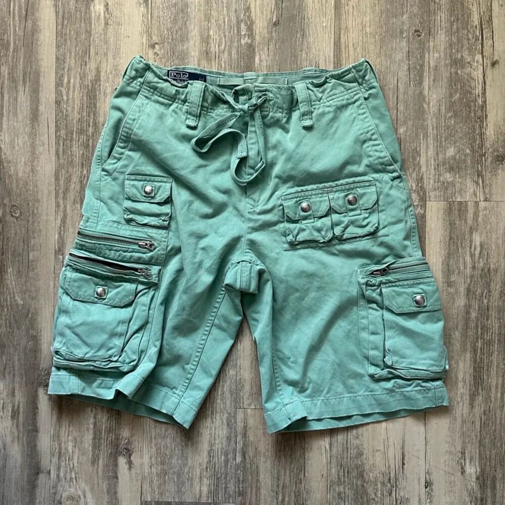 Vintage Polo Ralph Lauren Military Cargo Shorts Pistachio Size 32